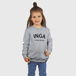 Свитшот хлопковый детский Inga never alone - motto, цвет: меланж — фото 2