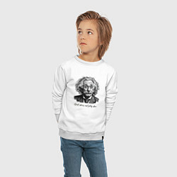 Свитшот хлопковый детский Прикол Эйнштейн бог не играет в кости, цвет: белый — фото 2