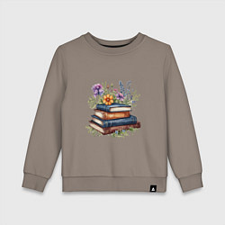 Детский свитшот Стопка книг с полевыми цветами