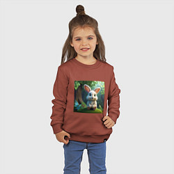 Свитшот хлопковый детский Зайчик на кочке, цвет: кирпичный — фото 2