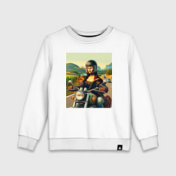 Детский свитшот Mona Lisa on a motorcycle - ai art