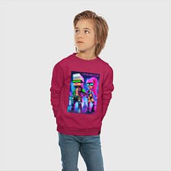 Свитшот хлопковый детский Barbie and Ken - Minecraft 2099 ai art collaborati, цвет: маджента — фото 2