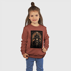 Свитшот хлопковый детский Старый скелет едет на старом мотоцикле, цвет: кирпичный — фото 2