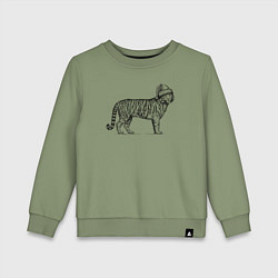 Свитшот хлопковый детский Тигр новогодний, цвет: авокадо
