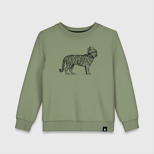 Детский свитшот Тигр новогодний / Авокадо – фото 1