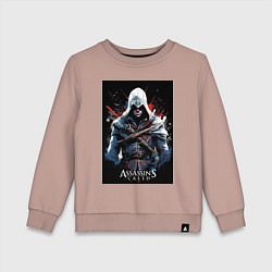 Свитшот хлопковый детский Assassins creed огненный фон, цвет: пыльно-розовый