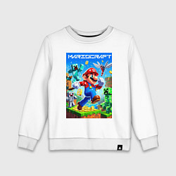 Свитшот хлопковый детский Mario in Minecraft - ai art collaboration, цвет: белый