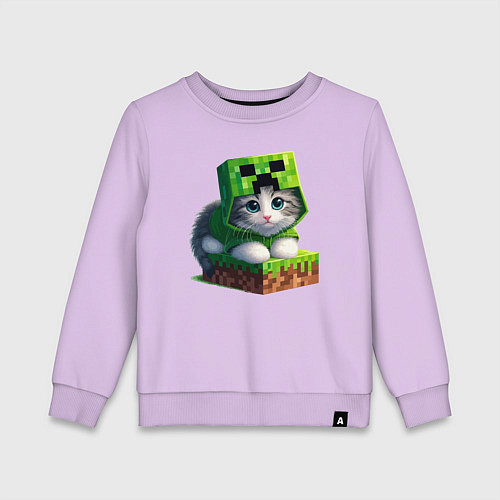 Детский свитшот Kitten creeper collaboration - ai art / Лаванда – фото 1