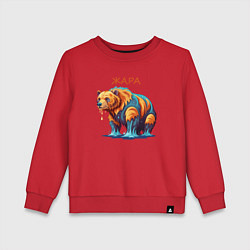 Свитшот хлопковый детский Летом медведю жарко, цвет: красный