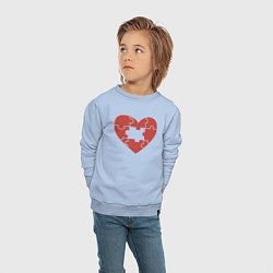 Свитшот хлопковый детский Puzzle heart, цвет: мягкое небо — фото 2