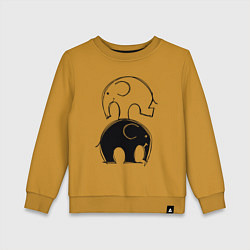 Свитшот хлопковый детский Cute elephants, цвет: горчичный