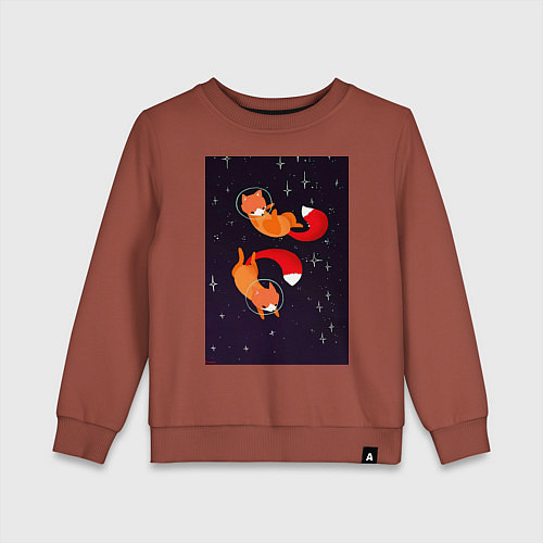 Детский свитшот Лисы в невесомости / Кирпичный – фото 1