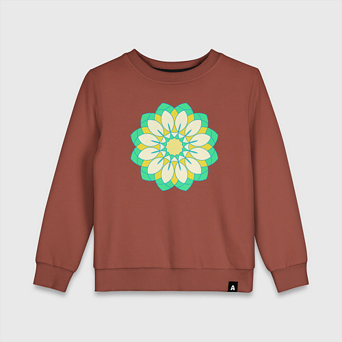 Детский свитшот Мандала зеленых оттенков / Кирпичный – фото 1