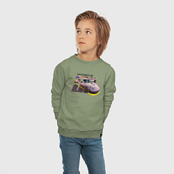 Свитшот хлопковый детский Спортивный автомобиль Порше, цвет: авокадо — фото 2