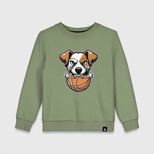 Детский свитшот Баскетбольный Джек Рассел терьер / Авокадо – фото 1