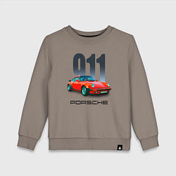 Свитшот хлопковый детский Porsche 911 спортивный немецкий автомобиль, цвет: утренний латте
