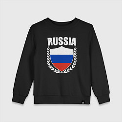 Свитшот хлопковый детский Russian flag, цвет: черный