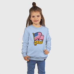 Свитшот хлопковый детский American flag, цвет: мягкое небо — фото 2