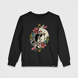 Свитшот хлопковый детский Кролики инь ян, цвет: черный
