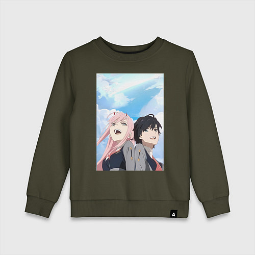 Детский свитшот Милый во Франксе Хиро / Хаки – фото 1