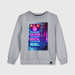 Детский свитшот Ai hacker digital rebel - neon glow