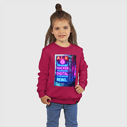 Свитшот хлопковый детский Ai hacker digital rebel - neon glow, цвет: маджента — фото 2