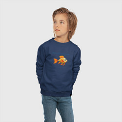 Свитшот хлопковый детский Dont teach a fish to swim, цвет: тёмно-синий — фото 2