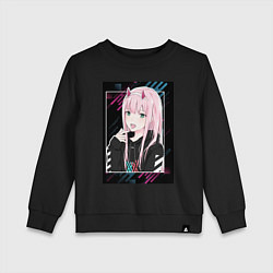 Свитшот хлопковый детский Zero Two is darling, цвет: черный