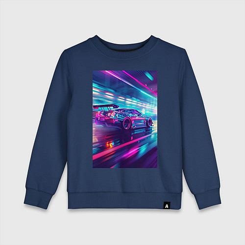Детский свитшот Nissan Skyline GT-R на скорости / Тёмно-синий – фото 1