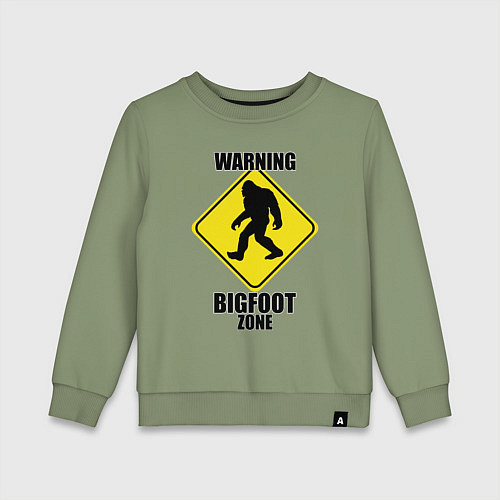 Детский свитшот Предупреждающий знак Bigfoot zone / Авокадо – фото 1
