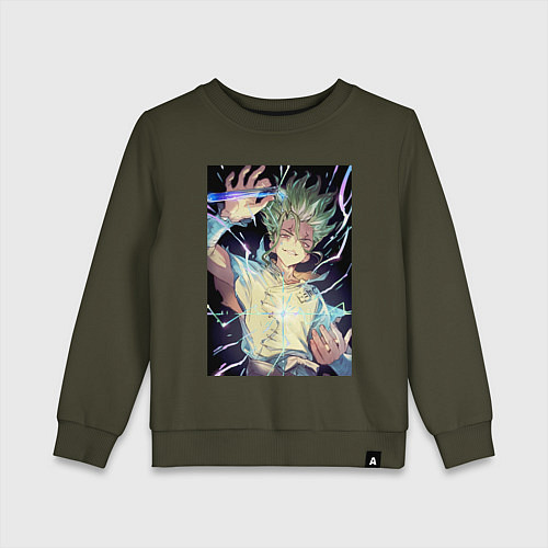 Детский свитшот Сэнку Исигами / Хаки – фото 1