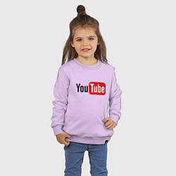 Свитшот хлопковый детский You tube logo, цвет: лаванда — фото 2