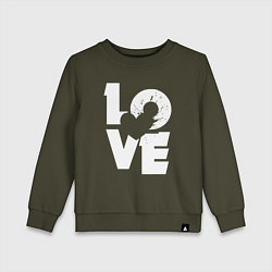 Свитшот хлопковый детский Love heart, цвет: хаки