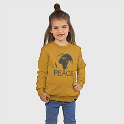 Свитшот хлопковый детский Peace the world, цвет: горчичный — фото 2