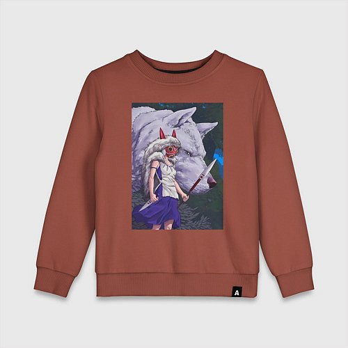 Детский свитшот Принцесса Мононоке волк / Кирпичный – фото 1