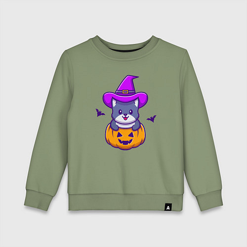 Детский свитшот Kitty halloween / Авокадо – фото 1