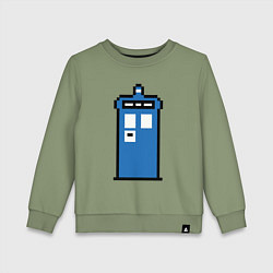 Свитшот хлопковый детский Tardis pixels, цвет: авокадо