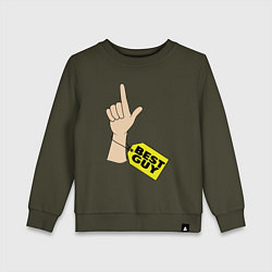 Свитшот хлопковый детский Лучший парень, цвет: хаки