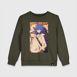 Свитшот хлопковый детский Реинкарнация безработного Рокси Мигурдия арт, цвет: хаки