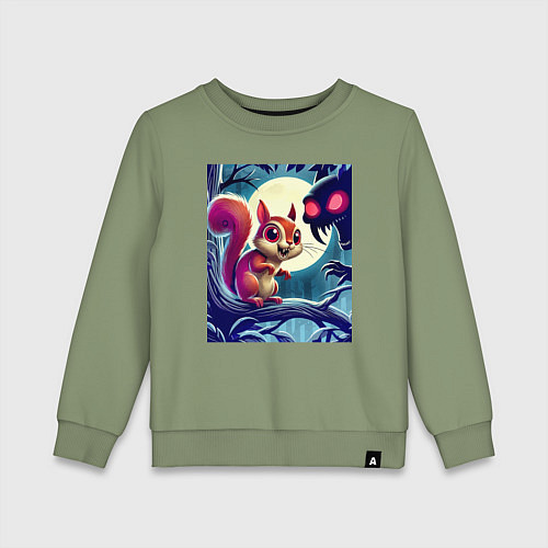 Детский свитшот Милая пушистая лесная белочка - ужас / Авокадо – фото 1