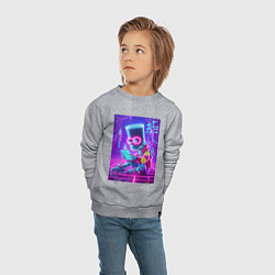 Свитшот хлопковый детский Кибер Барт Симпсон сидит в айпаде - неоновое свече, цвет: меланж — фото 2