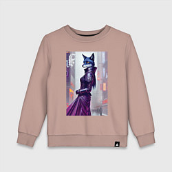 Детский свитшот Чернобурая лиса модница - нейросеть