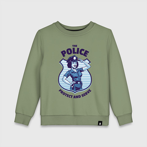 Детский свитшот Полиция - служить и защищать / Авокадо – фото 1
