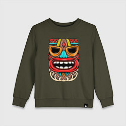 Свитшот хлопковый детский Tiki mask, цвет: хаки