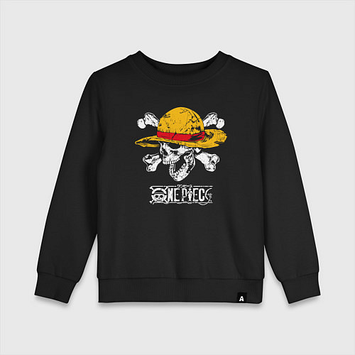 Детский свитшот One piece череп в соломенной шляпе / Черный – фото 1
