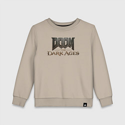 Свитшот хлопковый детский Doom the dark ages logo, цвет: миндальный