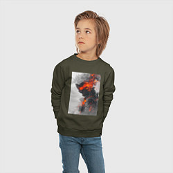 Свитшот хлопковый детский Киберпанк самурай, цвет: хаки — фото 2