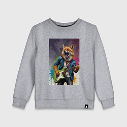 Свитшот хлопковый детский Лис рок-звезда, цвет: меланж