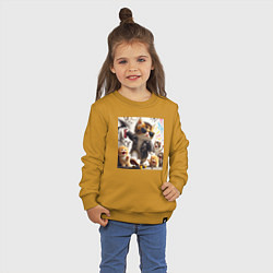 Свитшот хлопковый детский Кумир среди котят - граффити, цвет: горчичный — фото 2