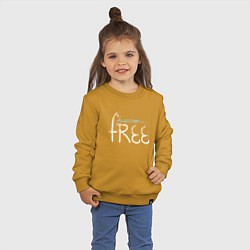 Свитшот хлопковый детский Надпись free с буквой, стилизованной под кран, цвет: горчичный — фото 2